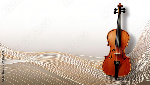 valuable violin on a white satin fabric, background for violin concert, music, hobby