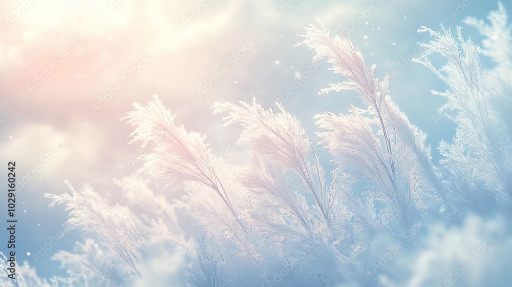 background with delicate, wispy forms and pastel hues, evoking the serenity of a snow-covered landscape background with delicate, wispy forms and pastel hues, evoking the serenity of a snow-covered landscape