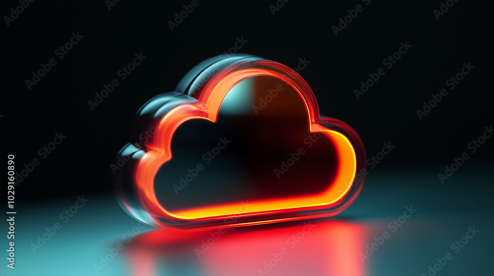 A dynamic cloud icon with soft edges and subtle light accents, representing cloud storage, 3D application icons A dynamic cloud icon with soft edges and subtle light accents, representing cloud storage, 3D application icons