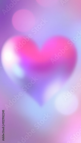 Holo gradient blurred heart shape with noise texture isolated with white highlights, png