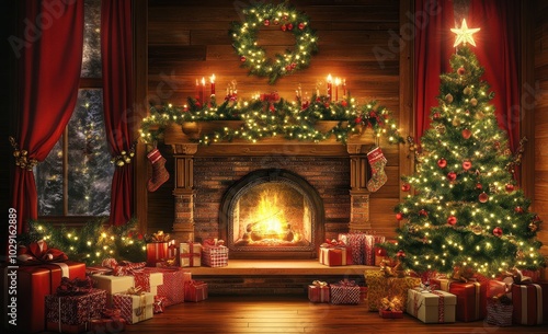 Wallpaper Mural Cozy Christmas Eve Torontodigital.ca