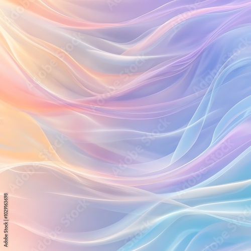 Soft, flowing abstract waves in pastel colors creating a serene and calming visual effect.