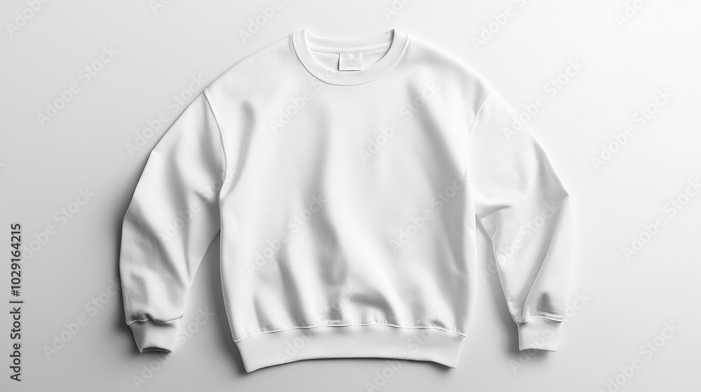 A plain white sweatshirt displayed on a minimalistic background highlighting its soft fabric and relaxed fit suitable for casual wear A plain white sweatshirt displayed on a minimalistic background highlighting its soft fabric and relaxed fit suitable for casual wear