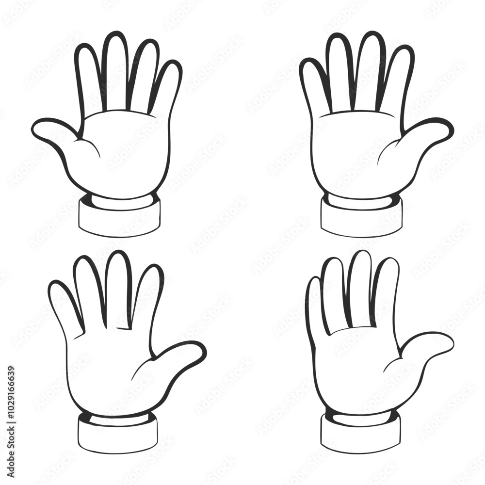 Obraz premium Lineart Vector Collection of Cartoon Gloved Hands