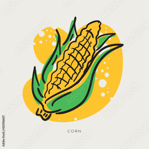 Corn, freehand-style drawing in Doodle style.