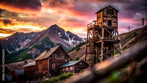 Wallpaper Mural Silhouette of Old Abandoned Animas Forks Gold Mine in San Juan Mountains Torontodigital.ca