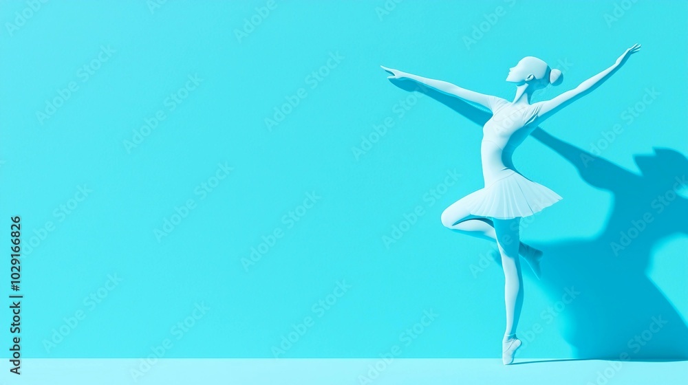 Graceful Ballet Dancer in Minimalist Art on Vivid Blue Background Graceful Ballet Dancer in Minimalist Art on Vivid Blue Background