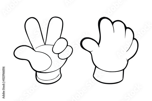 Lineart Vector Collection of Cartoon Gloved Hands