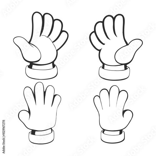 Lineart Vector Collection of Cartoon Gloved Hands