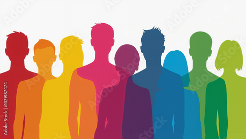 Diverse Group Silhouettes: Colorful Side Profiles for Inclusion Campaigns and Corporate Diversity Initiatives