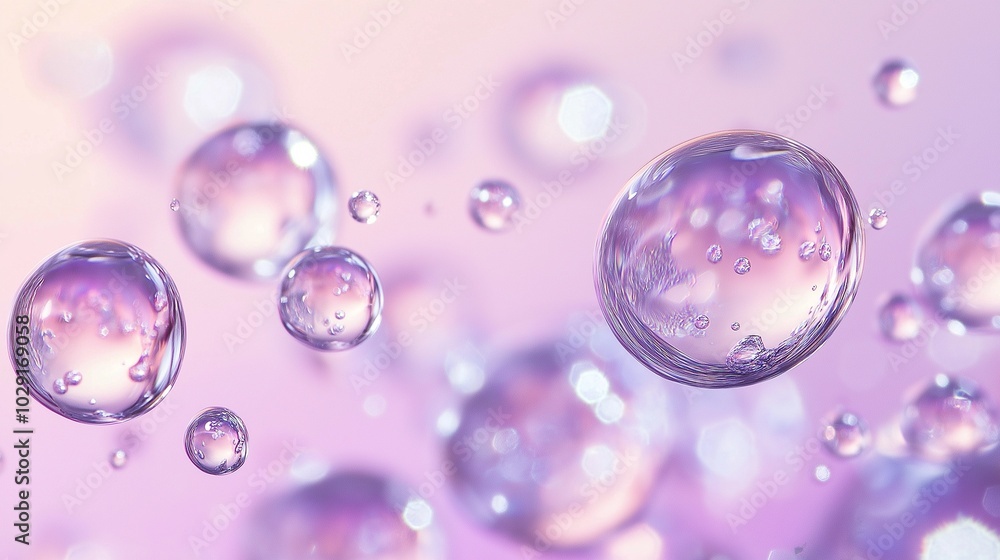 Hyaluronic acid droplets suspended in water, emphasizing hydration Hyaluronic acid droplets suspended in water, emphasizing hydration
