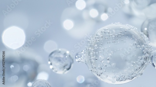 Wallpaper Mural Hyaluronic acid droplets suspended in water, emphasizing hydration Torontodigital.ca