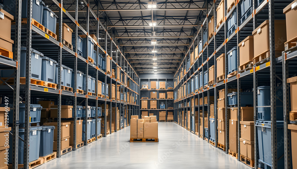 plastic boxes in the cells of the automated warehouse. Metal construction warehouse shelving isolated with white highlights, png plastic boxes in the cells of the automated warehouse. Metal construction warehouse shelving isolated with white highlights, png