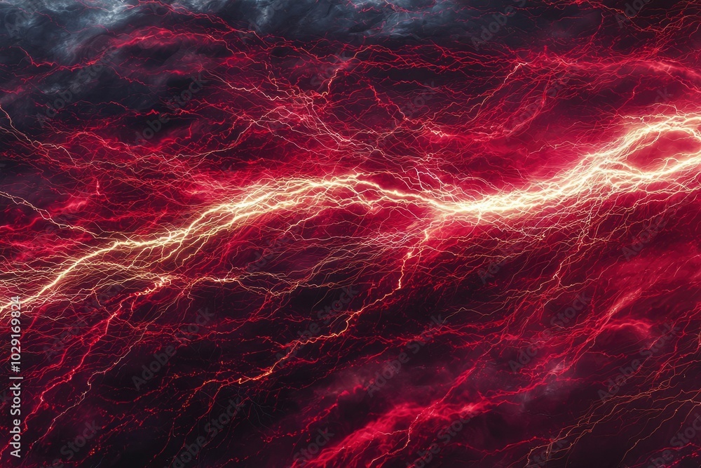 Abstract Red and Yellow Lightning Streaks on Dark Background Abstract Red and Yellow Lightning Streaks on Dark Background