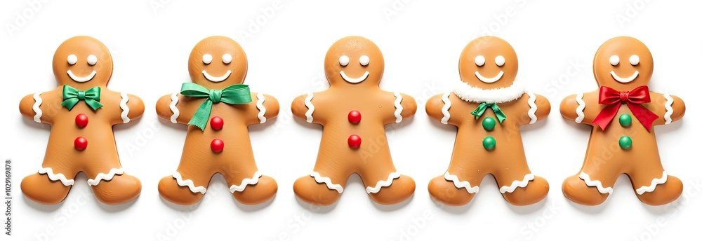 Fototapeta premium Collection set of christmas gingerbread man isolated on white background 