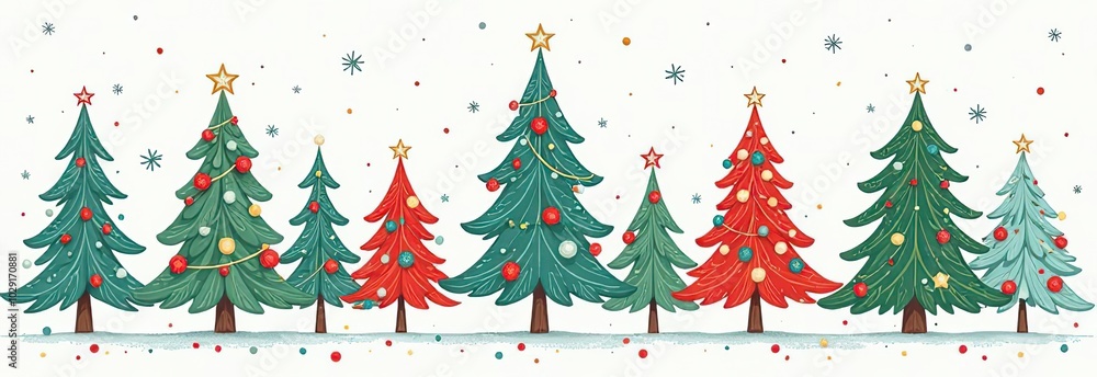Set of Christmas trees. Christmas tree without decorations, with decorations and with snow. Vector new year image isolated on white background. Set of Christmas trees. Christmas tree without decorations, with decorations and with snow. Vector new year image isolated on white background.