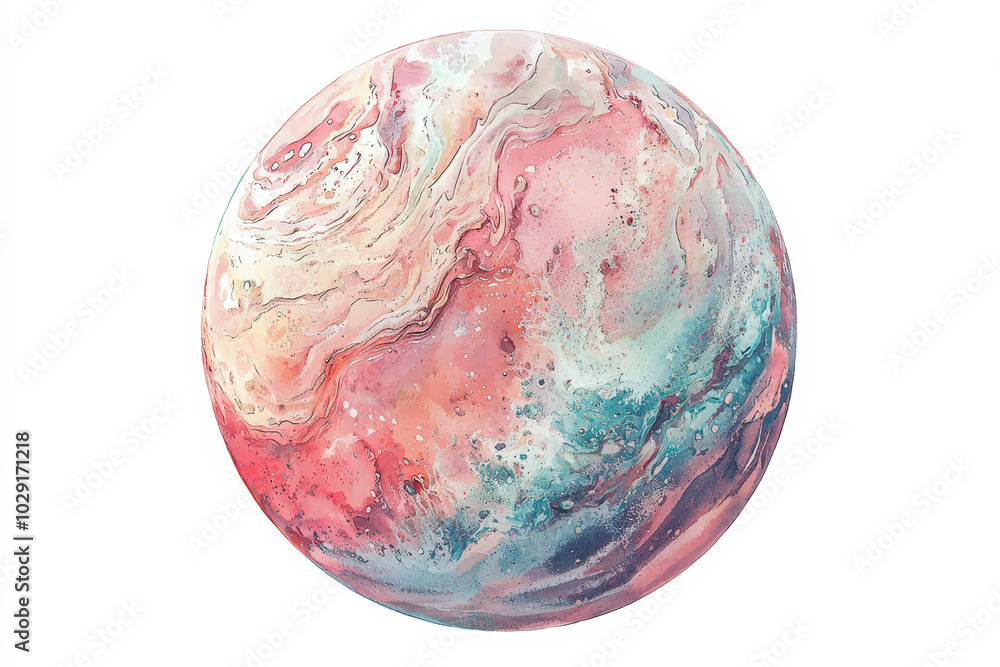 A colorful, abstract representation of a planet, showcasing soft hues of pink, blue, and white, evoking a dreamy cosmic aesthetic. A colorful, abstract representation of a planet, showcasing soft hues of pink, blue, and white, evoking a dreamy cosmic aesthetic.