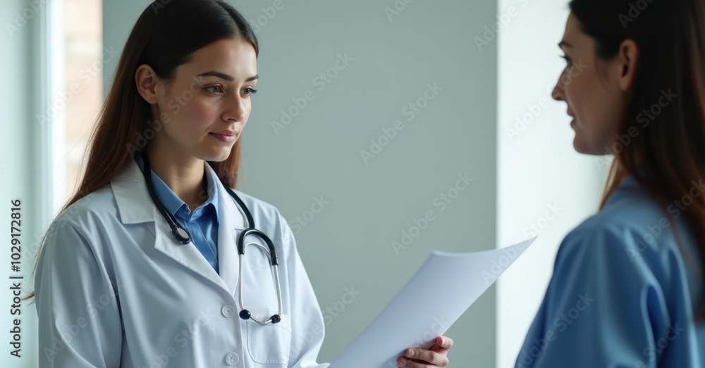 Female doctor having a discussion with a colleague. Female doctor having a discussion with a colleague.