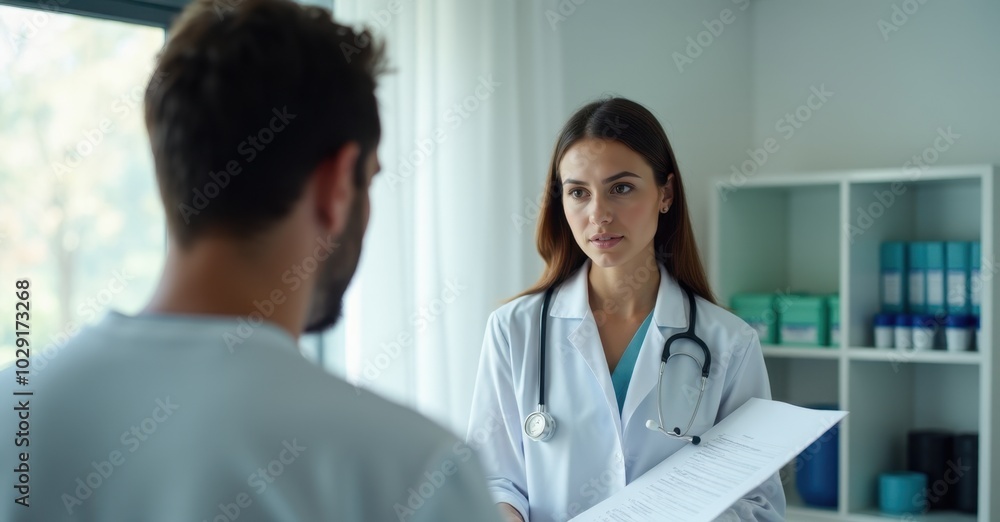 Doctor consulting with a colleague in a medical center. Doctor consulting with a colleague in a medical center.