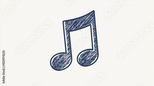 A grainy music note icon with subtle shading, representing audio or music apps, grainy vector icons for apps