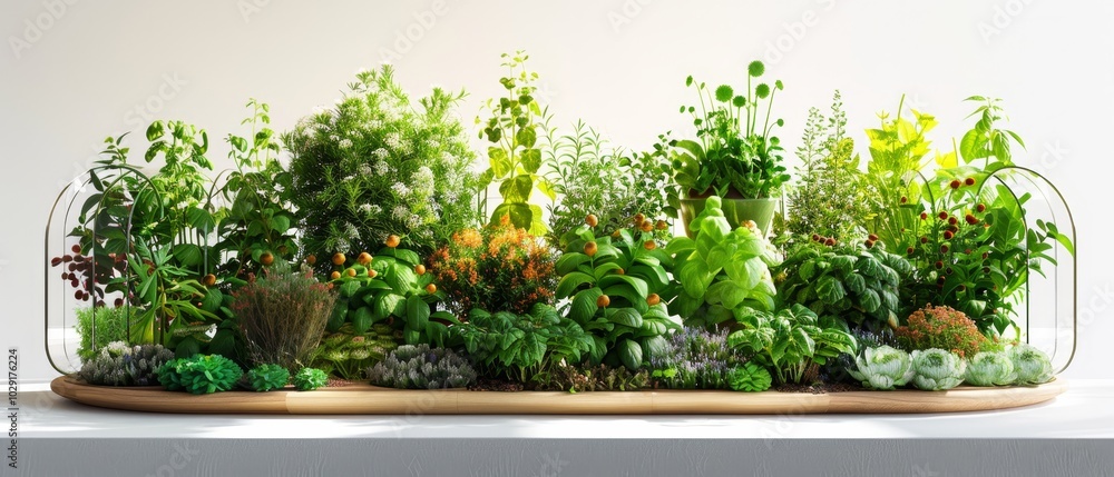 Vibrant Indoor Herb and Plant Garden Display Vibrant Indoor Herb and Plant Garden Display