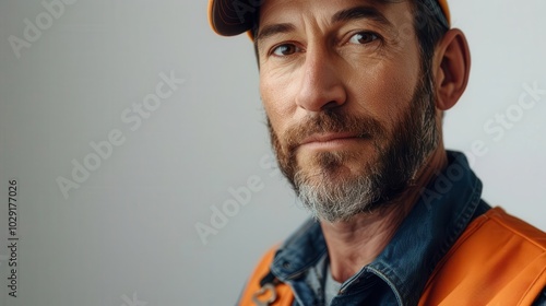 Mechanic with tools, white background, automotive repair photo