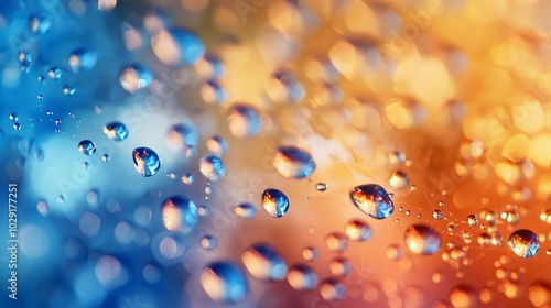 A colorful background with blue and orange drops that seem to be flowing.