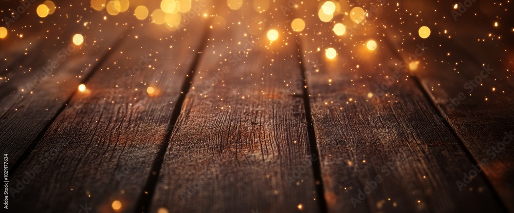 Glowing bokeh lights over rustic wooden floor
Glowing bokeh lights over rustic wooden floor
