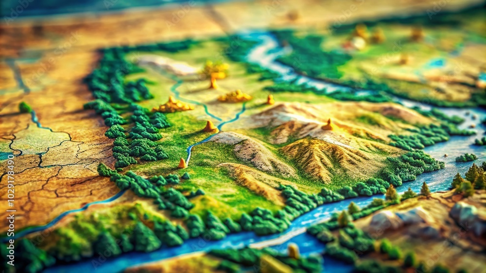 Obraz premium South Dakota Map in Tilt-Shift Photography Style for Unique Landscape Perspective