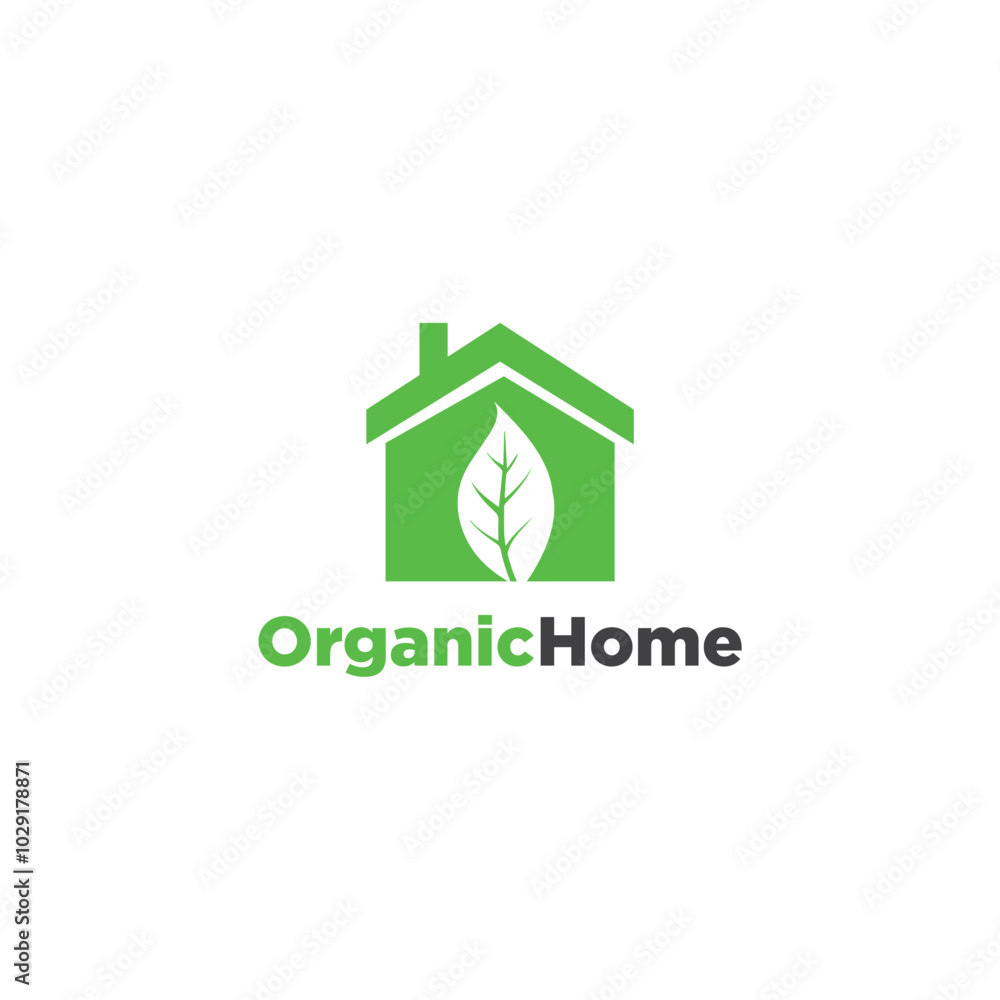 Organic Home Simple leaf Logos Organic Home Simple leaf Logos
