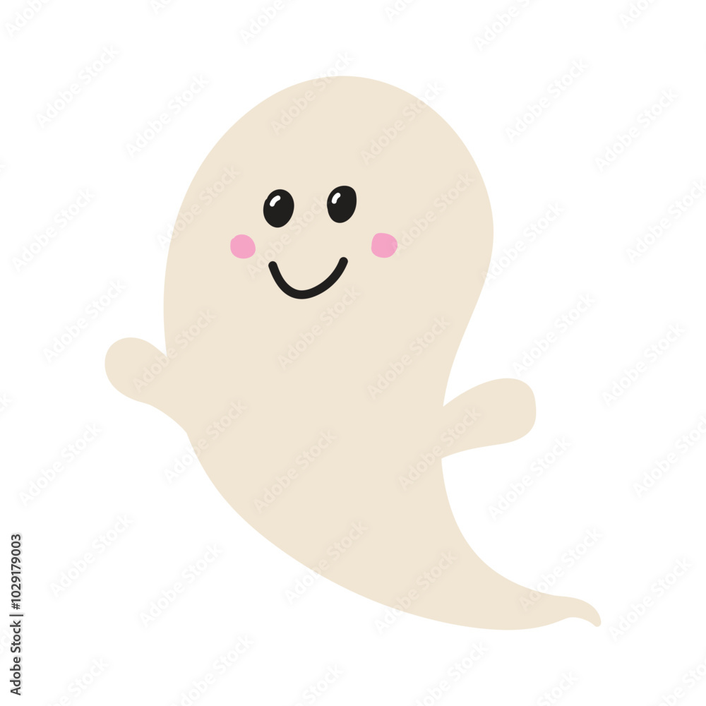 Cute Halloween ghost isolated on white background. Vector illustration Cute Halloween ghost isolated on white background. Vector illustration