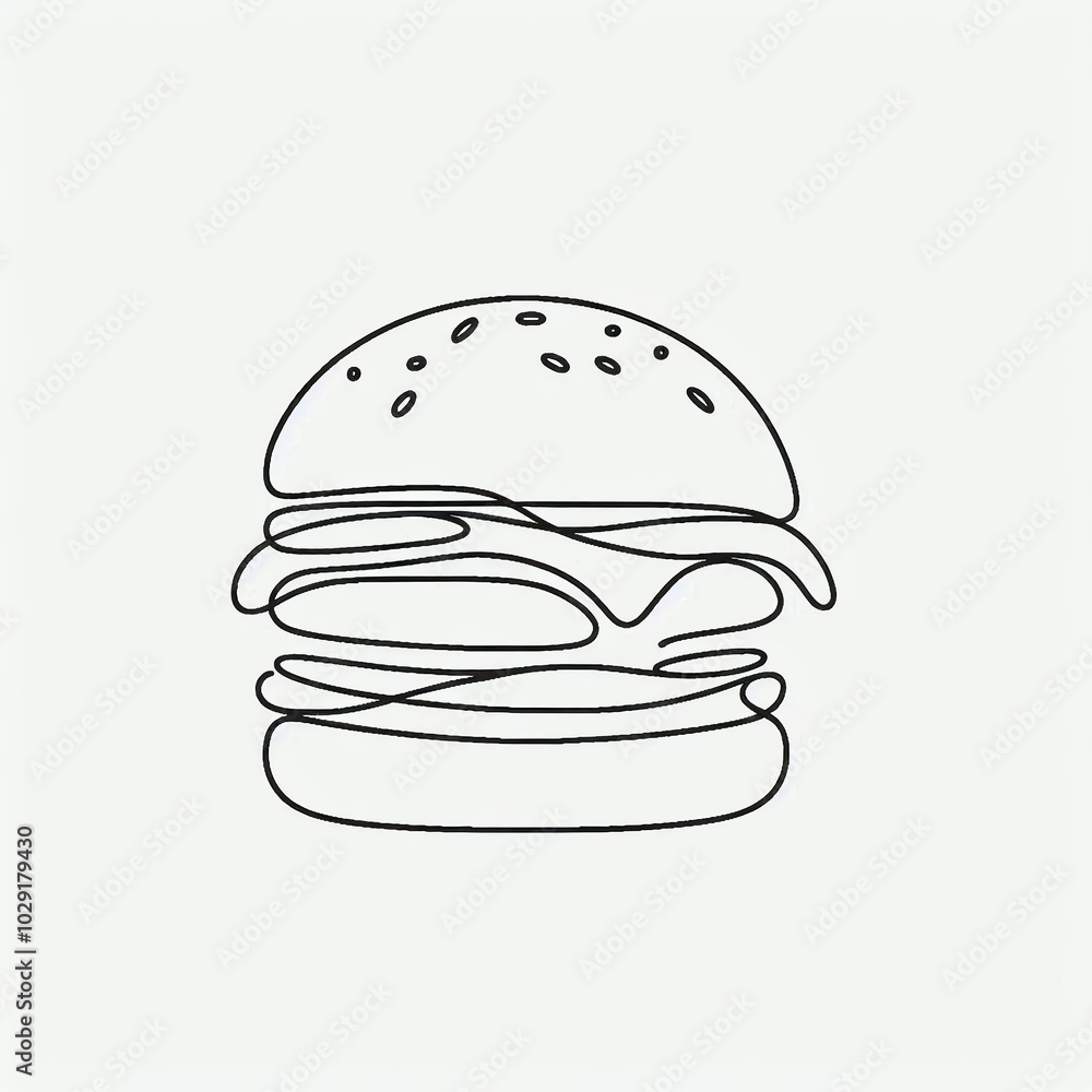 burger silhouette thin lines flat colors burger silhouette thin lines flat colors
