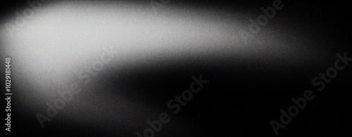 Black white grainy background noise texture grunge gradient banner header, illuminated spot on dark gray noise texture banner header poster backdrop copy space