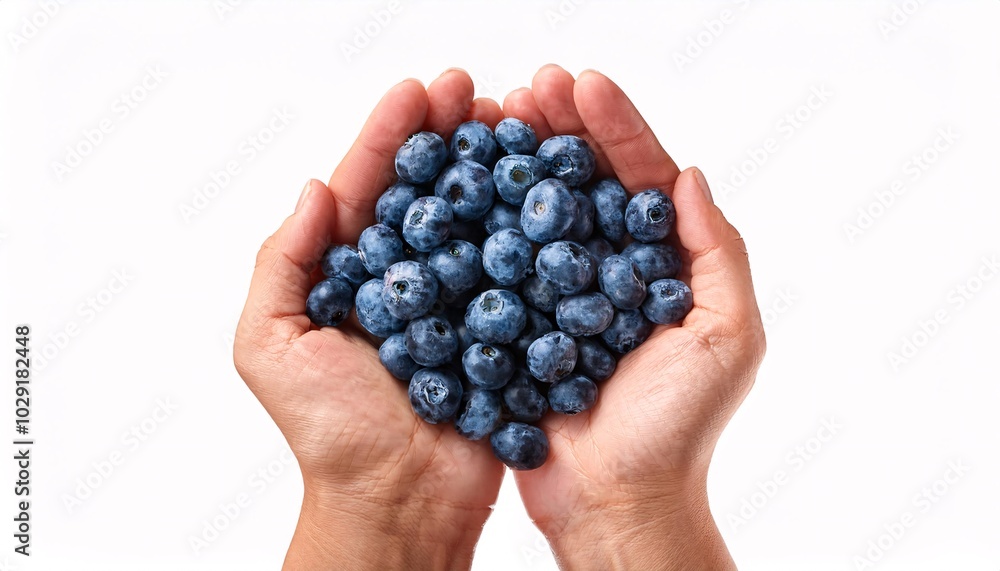 Bluepberry kept in hands isolated on white background Bluepberry kept in hands isolated on white background