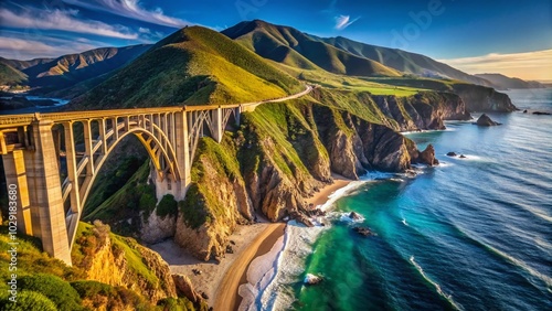 Aerial View of Bixby Creek Bridge in Big Sur - Stunning Coastal Landscape Photography