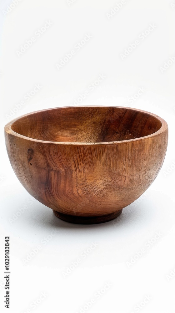 Handcrafted wooden bowl, white background, 4K hyperrealistic photo Handcrafted wooden bowl, white background, 4K hyperrealistic photo