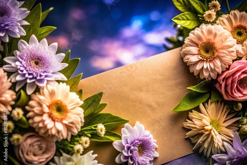 Spring Summer Postcard for International Women’s Day and Mother’s Day with Paper Flowers Design