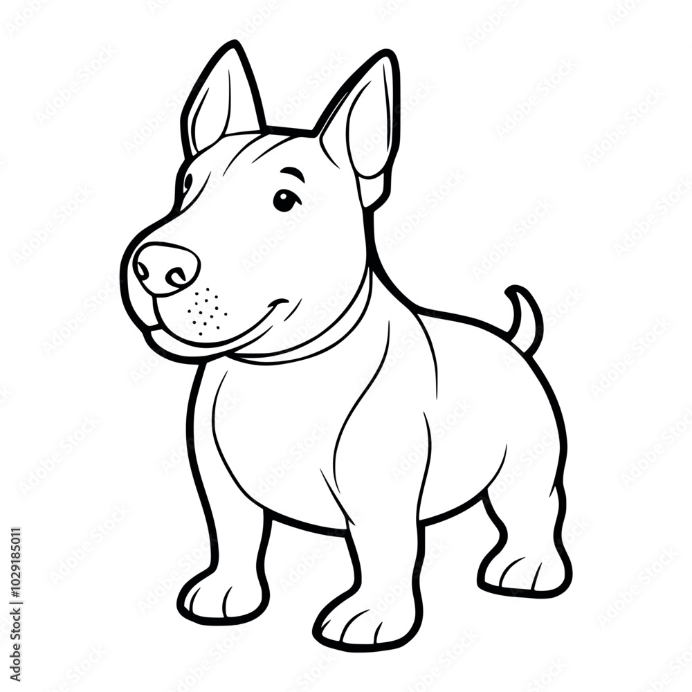 Fototapeta premium Bull Terrier dog illustration coloring page - coloring book for kid