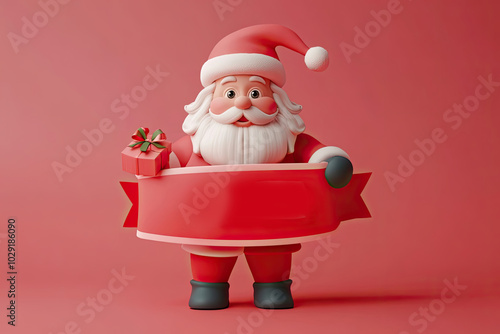 Santa Claus Holding a Sale Banner with a Gift photo