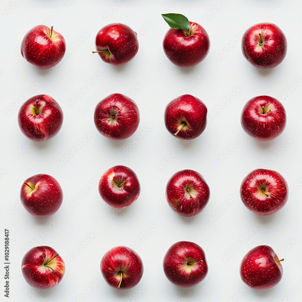 Ripe red apple on a white background. Seamless pattern of fresh harvest, for backdrops, wallpapers, prints and textiles. Ripe red apple on a white background. Seamless pattern of fresh harvest, for backdrops, wallpapers, prints and textiles.