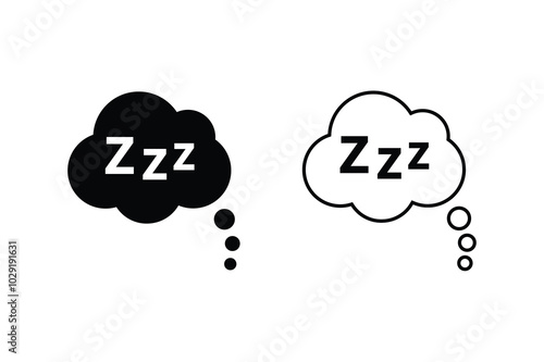 ZZZ icon vector. Sleep, dream, relax, rest, insomnia. Sleepy zzz talk bubble sign