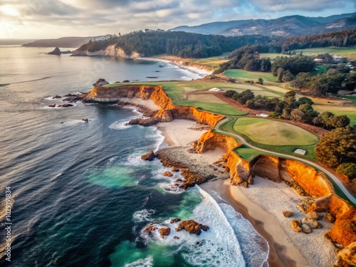 Aerial View of Pebble Beach California Coastal Landscape for Stunning Photography
