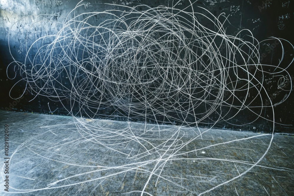Fototapeta premium White Chalk Lines on a Black Surface
