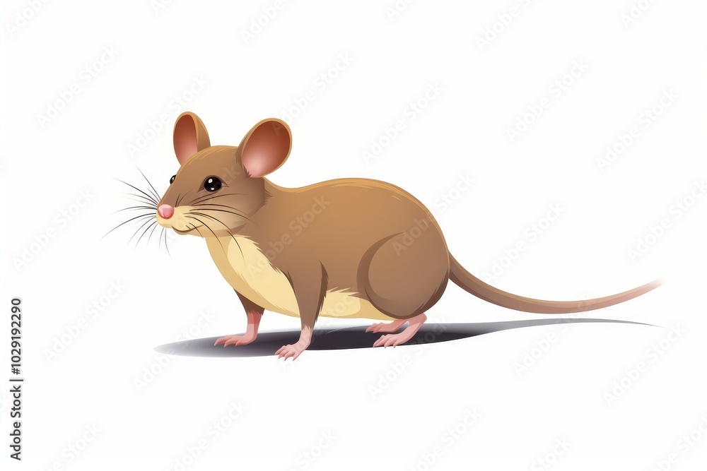 Minimalistic design featuring a humorous mouse on a white background for a festive holiday theme Minimalistic design featuring a humorous mouse on a white background for a festive holiday theme