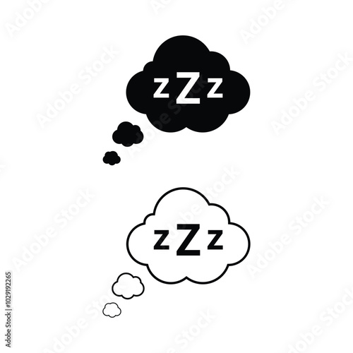 Zzz icon vector set. sleep sign collection. Sleep rest, sleepy ZZZ talk bubble, dream.