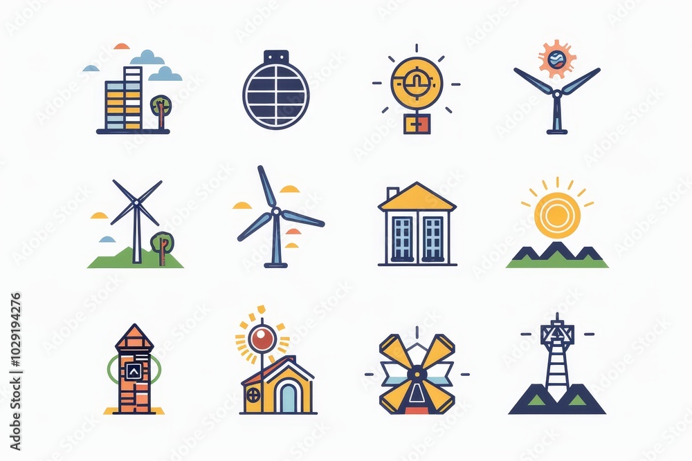 Energy Icons and Symbols for Sustainable Future Energy Icons and Symbols for Sustainable Future