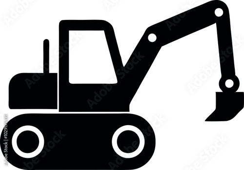 Silhouette of excavator vector design