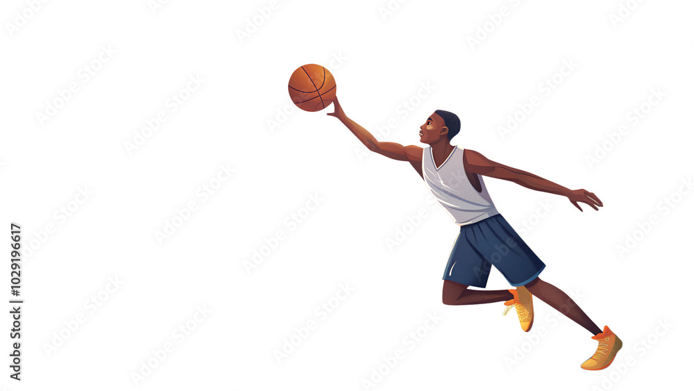 A man player in a game of basketball A man player in a game of basketball