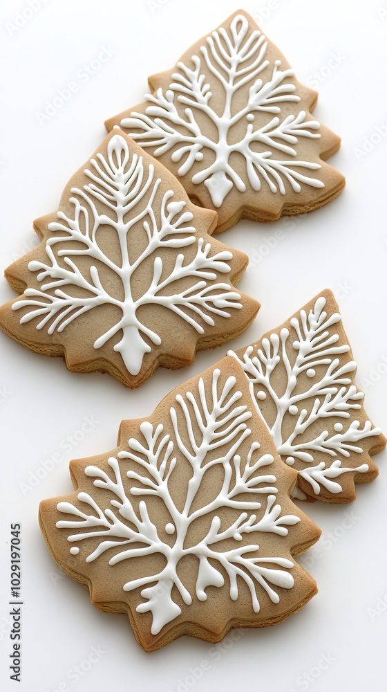 A festive arrangement showcases gingerbread cookies, pine branches, and star anise around a blank white space, perfect for adding holiday greetings or messages A festive arrangement showcases gingerbread cookies, pine branches, and star anise around a blank white space, perfect for adding holiday greetings or messages