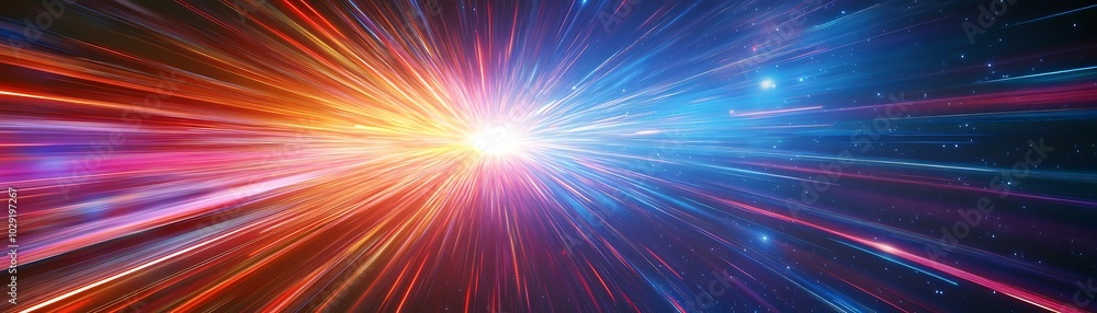 Light speed, hyperspace, space warp background. colorful streaks of light gathering towards the event horizon. Hand edited, generative ai Light speed, hyperspace, space warp background. colorful streaks of light gathering towards the event horizon. Hand edited, generative ai